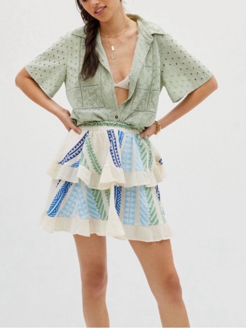 Anthropologie | Devotion Twins | Tiered Ruffle Skirt